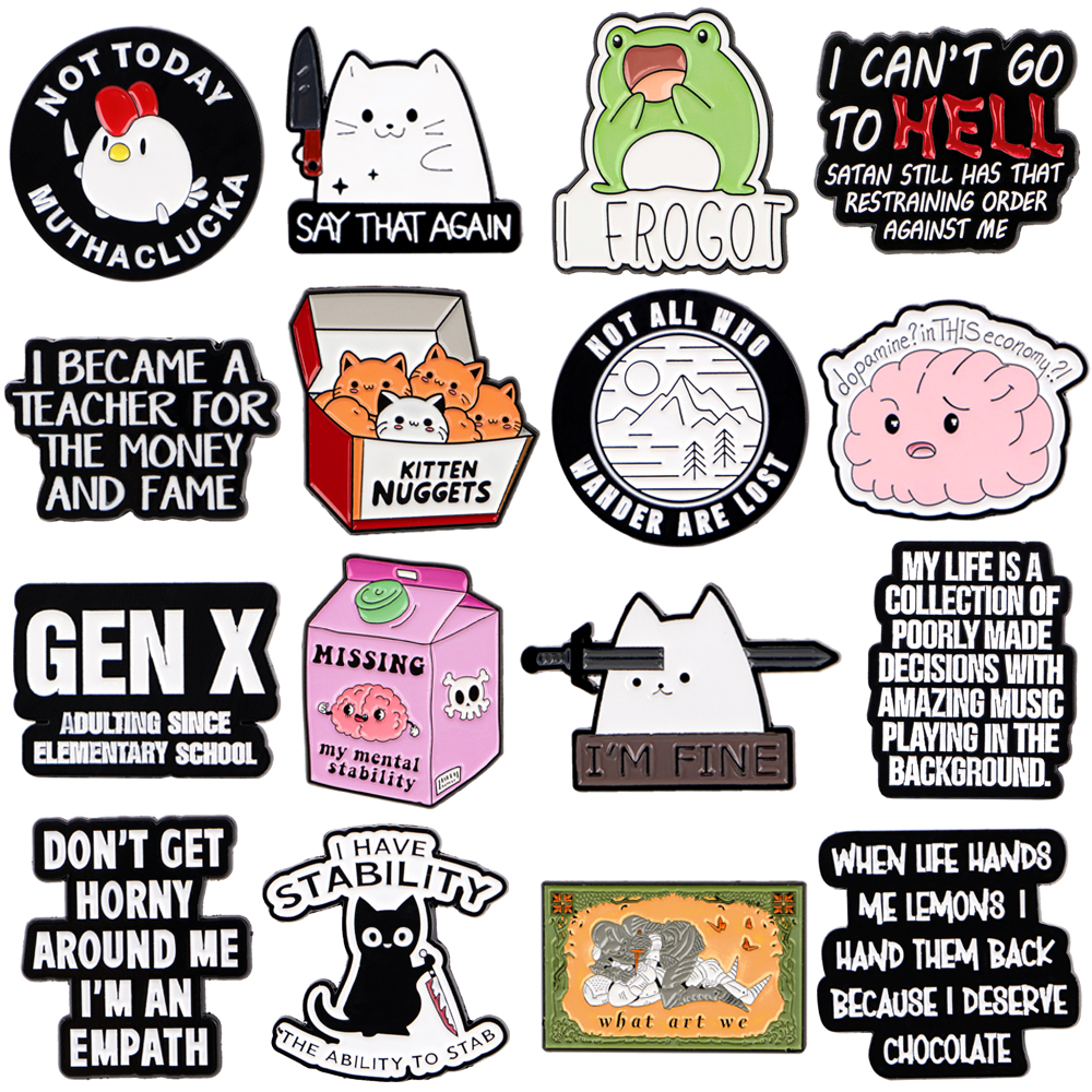 Women Accessories Quotes - Frog Cat Badges Lapel Pins for