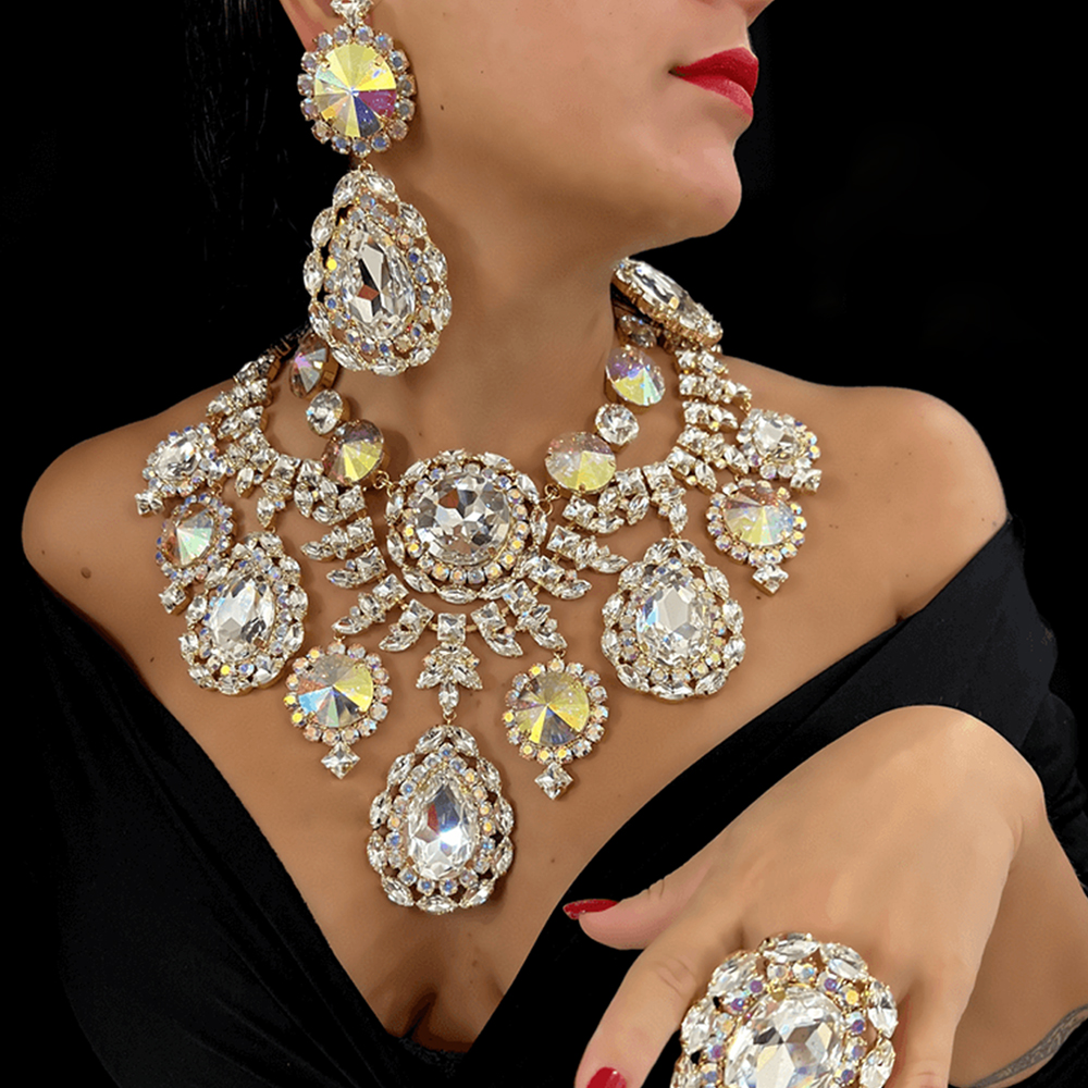 Women Accessories Dropshipping - Stonefans Water Drop Exaggerated Jewelry Sets