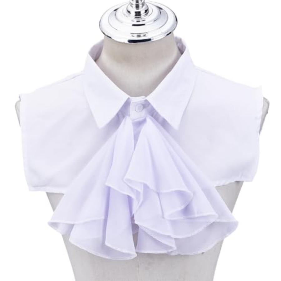 Women'S Victorian Accessories - 1Pc Victorian Colonial Jabot Collar White