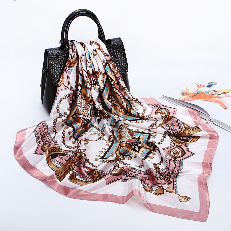 Satin Square Scarf Women Musli - Women Accessories Chain review and price