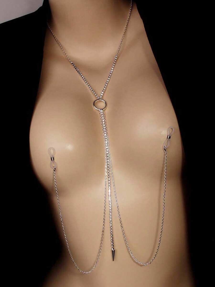 Stylish rhinestone chest chain - Women Accessories Chain review and price
