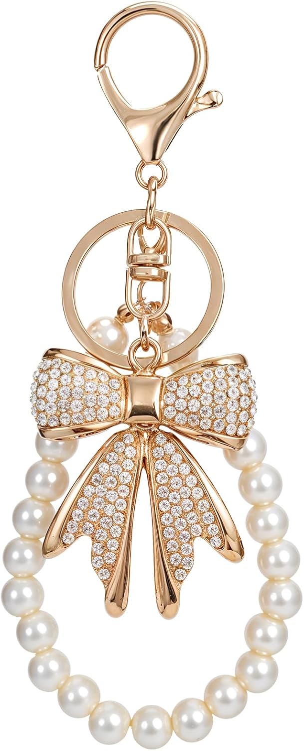 White Rhinestone Bowknot Keych - Women Accessories Chain review and price