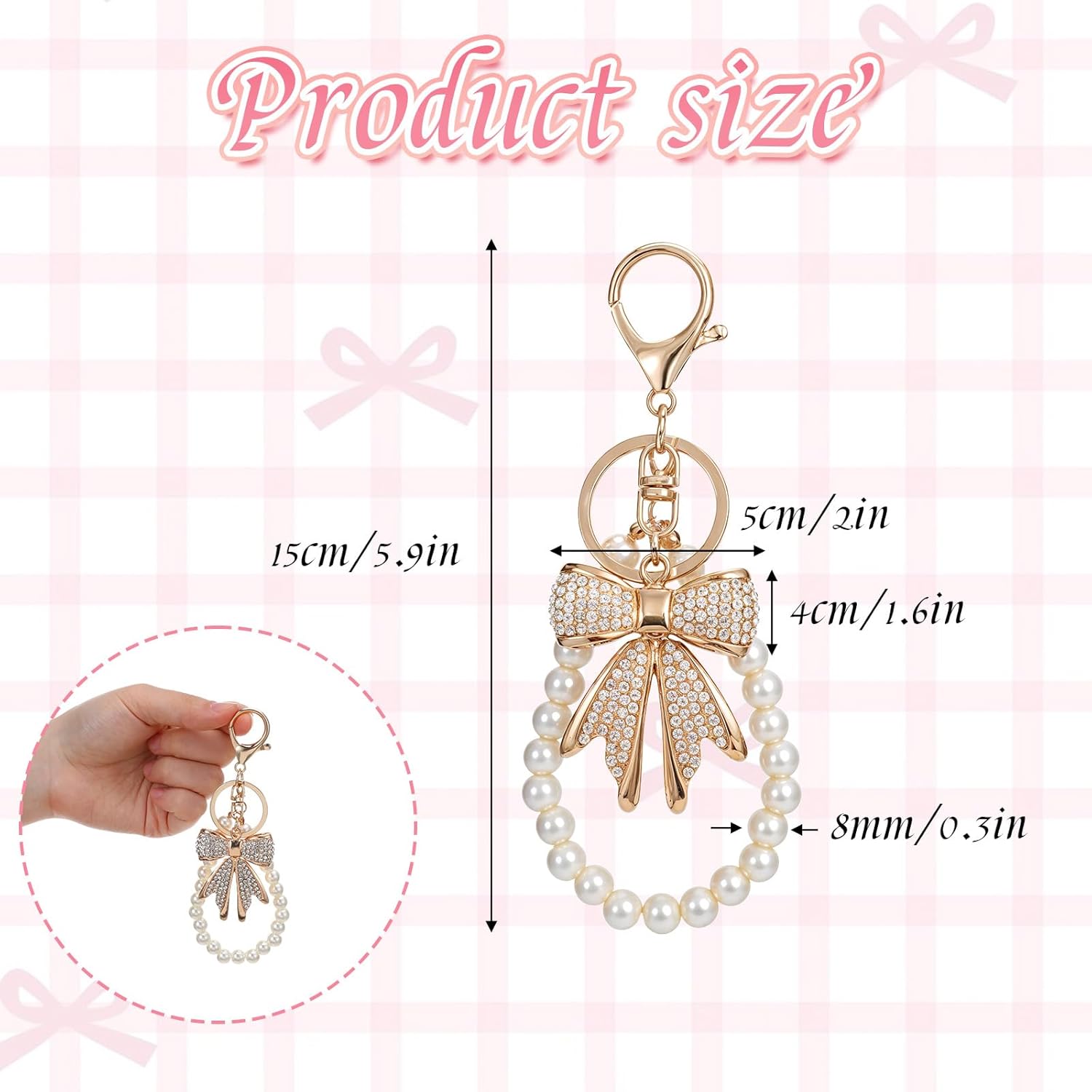 White Rhinestone Bowknot Keych - Women Accessories Chain review and price