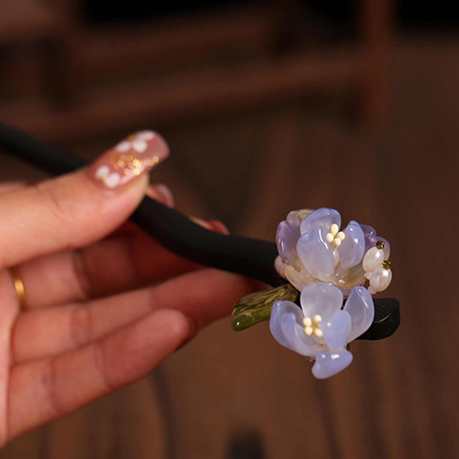 Vintage Wooden Flower Hairpin  - Hair Fork Stick review and price