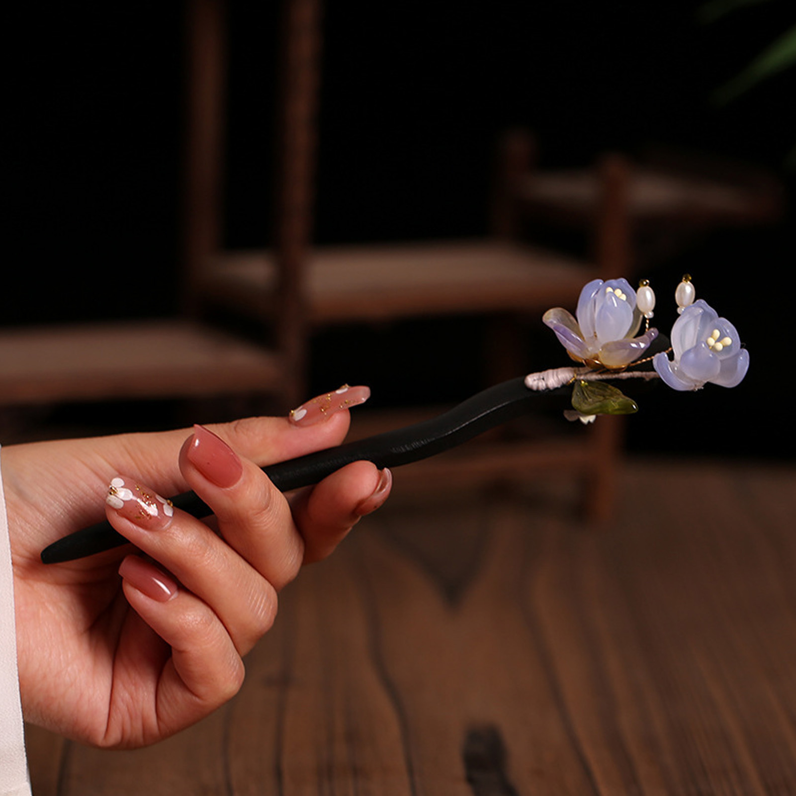 Vintage Wooden Flower Hairpin  - Hair Fork Stick review and price